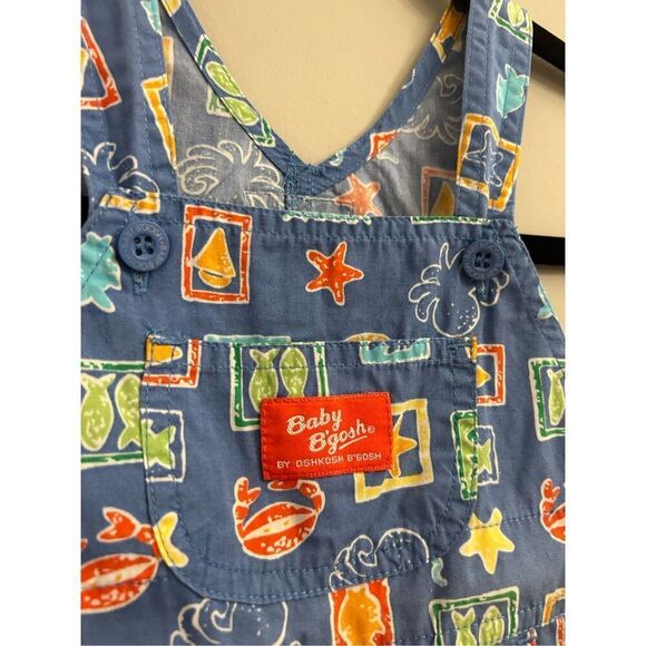 <RARE!!> Vintage Baby Oshkosh B'gosh Overalls 6-9Month Sea Life Ocean Fish Crab - Picture 3 of 6